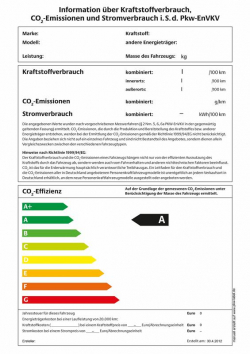 So sieht das Blanko-Formular für das offizielle Pkw-Label aus.